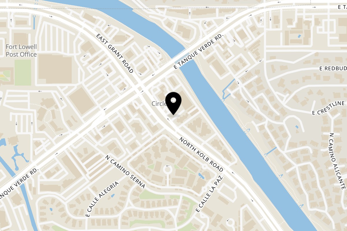 Map showing the location of By The Bucket on 2130 N Kolb Rd in Tucson